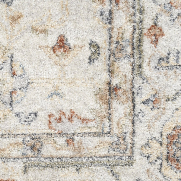 HomeRoots 8' Elegant Floral Medallion Distressed Area Rug in Gray, Orange & Ivory - Washable & Durable Design 8' X 10' 521751
