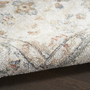 HomeRoots 8' Elegant Floral Medallion Distressed Area Rug in Gray, Orange & Ivory - Washable & Durable Design 8' X 10' 521751