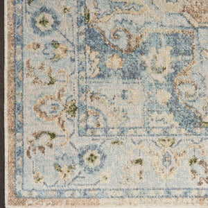 HomeRoots 8' Elegant Floral Medallion Distressed Area Rug in Gray, Orange & Ivory - Washable & Durable Design 8' X 10' 521751