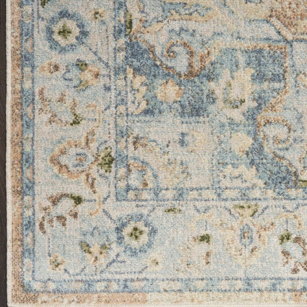 HomeRoots 8' Elegant Floral Medallion Distressed Area Rug in Gray, Orange & Ivory - Washable & Durable Design 8' X 10' 521751