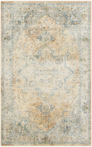 Homeroots 5' X 7' Gray Oriental Power Loom Distressed Washable Area Rug  Polyester 521754