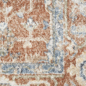 HomeRoots 7' Denim Blue Oriental Area Rug – Distressed Vintage Design, Washable, Low-Pile for Easy Care 7' X 9' 521755