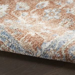HomeRoots 7' Denim Blue Oriental Area Rug – Distressed Vintage Design, Washable, Low-Pile for Easy Care 7' X 9' 521755