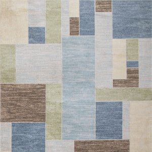 Homeroots 7' X 9' Denim Blue Oriental Power Loom Distressed Washable Area Rug  Polyester 521755