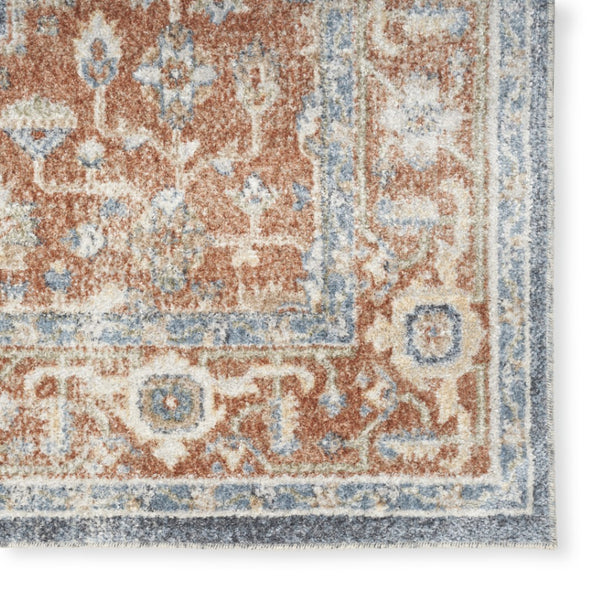 HomeRoots 7' Denim Blue Oriental Area Rug – Distressed Vintage Design, Washable, Low-Pile for Easy Care 7' X 9' 521755