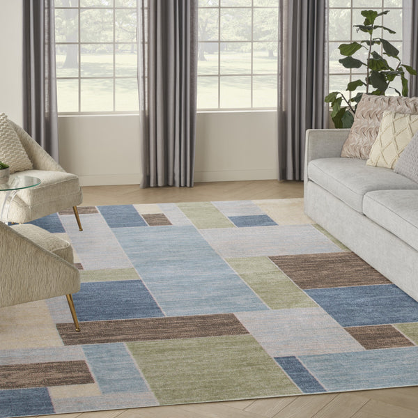 Homeroots 5' X 7' Denim Blue Oriental Power Loom Distressed Washable Area Rug  Polyester 521761