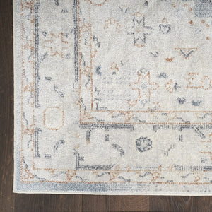 Homeroots 12' Light Blue Oriental Power Loomed Distressed Runner Rug - Stylish, Washable & Durable Home Accent  Polyester 521769