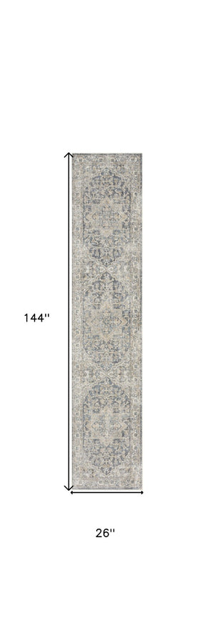 Homeroots 12' Gray Oriental Washable Runner Rug - Durable Polyester, Stylish Abstract Design For Any Space  Polyester 521776