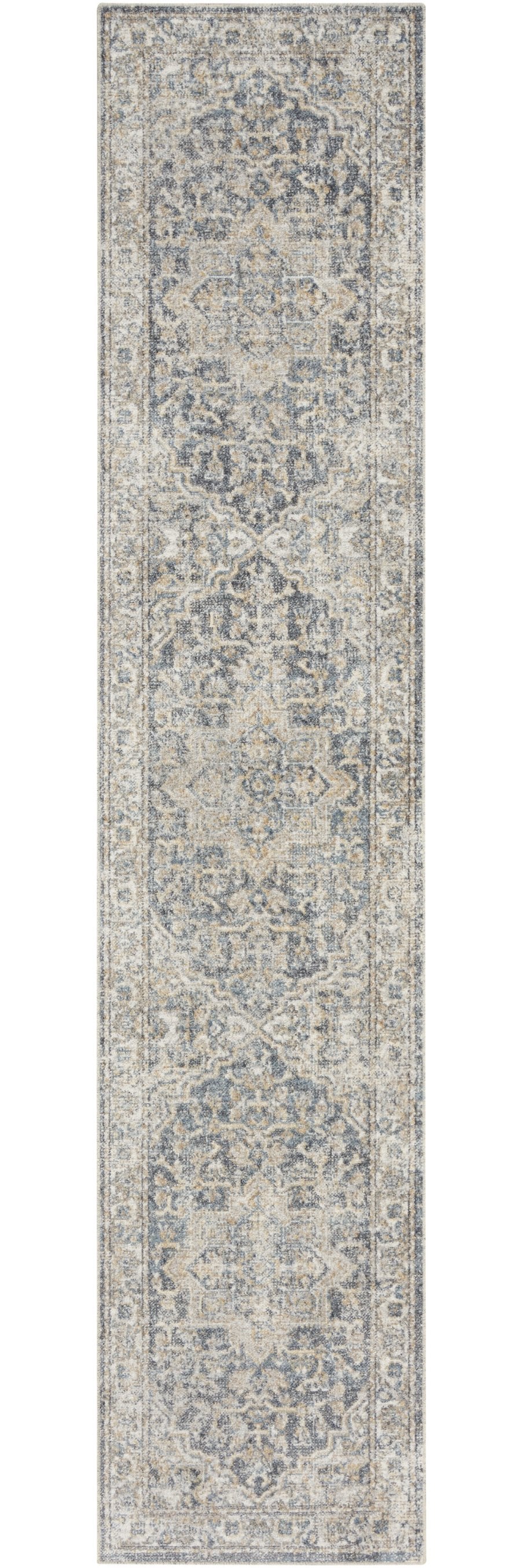 Homeroots 12' Gray Oriental Washable Runner Rug - Durable Polyester, Stylish Abstract Design For Any Space  Polyester 521776