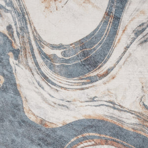 Homeroots 8' X 10' Gray And Blue Oriental Power Loom Washable Area Rug  Polyester 521777