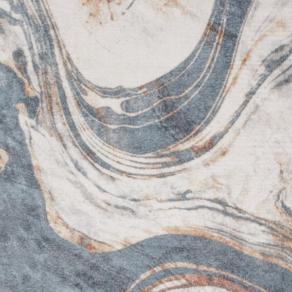 Homeroots 8' X 10' Gray And Blue Oriental Power Loom Washable Area Rug  Polyester 521777