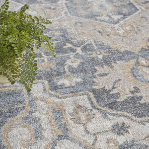 HomeRoots 9' Gray Oriental Power Loom Area Rug - Timeless Elegance for Living Spaces, Durable and Easy Care 8' X 10' 521777