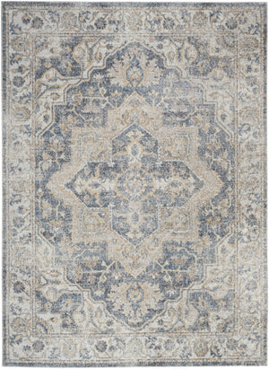 HomeRoots 9' Gray Oriental Power Loom Area Rug - Timeless Elegance for Living Spaces, Durable and Easy Care 7' X 9' 521779