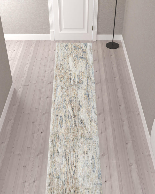 Homeroots 12' Silver Elegant Oriental Power Loom Washable Runner Rug - Durable, Stylish, And Cozy Decor Addition  Polyester 521783