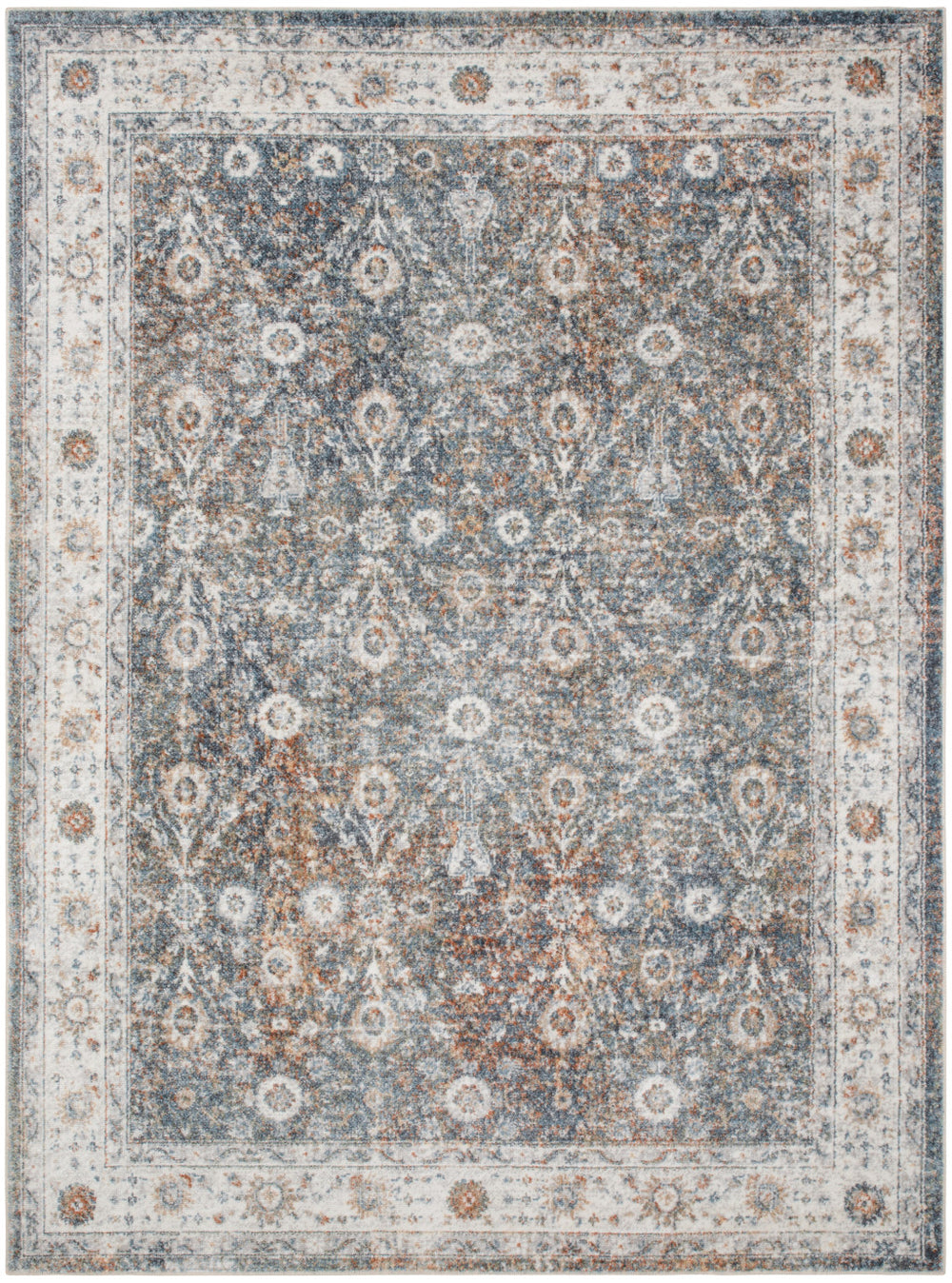 Homeroots 7' X 9' Silver Oriental Power Loom Washable Area Rug  Polyester 521786