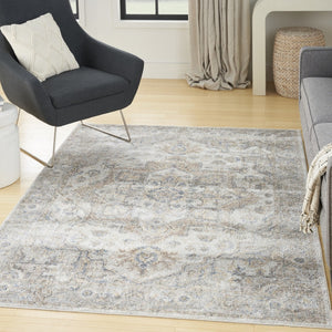 HomeRoots 9' Gray Oriental Power Loom Area Rug - Timeless Design for Elegant Spaces & Easy Maintenance 7' X 9' 521786