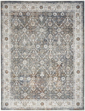 Homeroots 8' X 10' Silver Oriental Power Loom Washable Area Rug  Polyester 521788