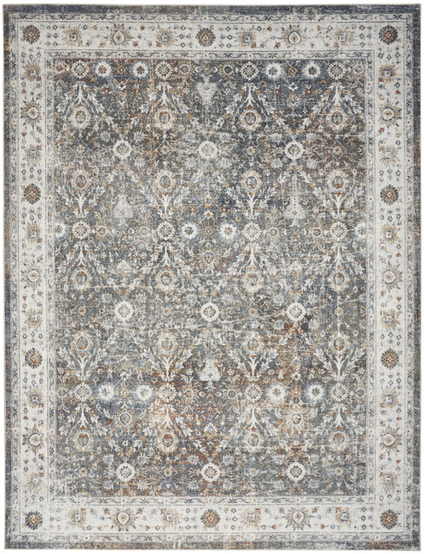 Homeroots 8' X 10' Silver Oriental Power Loom Washable Area Rug  Polyester 521788