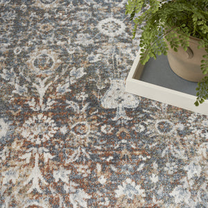 Homeroots 8' X 10' Silver Oriental Power Loom Washable Area Rug  Polyester 521788