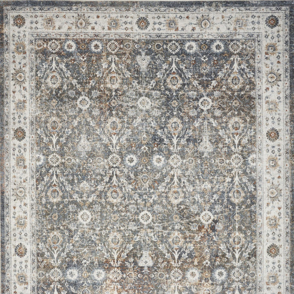 Homeroots 8' X 10' Silver Oriental Power Loom Washable Area Rug  Polyester 521788
