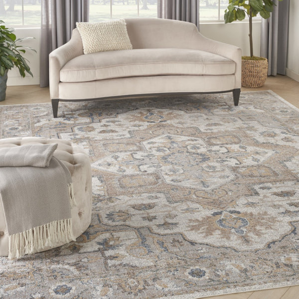HomeRoots 9' Gray Oriental Power Loom Area Rug - Timeless Design for Elegant Spaces & Easy Maintenance 8' X 10' 521788
