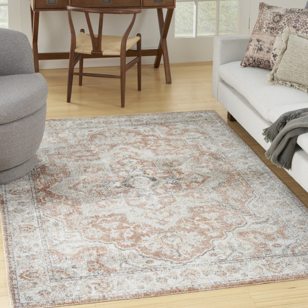 HomeRoots 7' Gold Oriental Power Loom Area Rug - Timeless Elegance, Easy-Care, and Perfect for Any Space 7' X 9' 521792