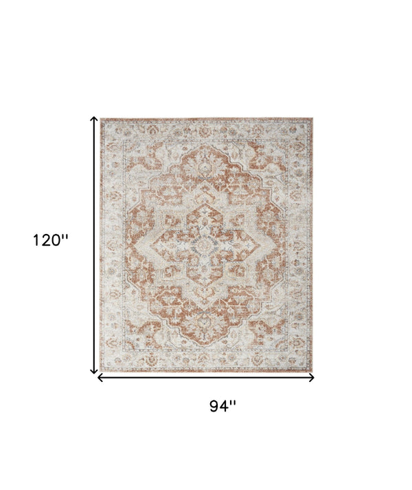 Homeroots 8' X 10' Gold Oriental Power Loom Washable Area Rug  Polyester 521794