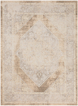 Homeroots 8' X 10' Beige Oriental Power Loom Washable Area Rug  Polyester 521800