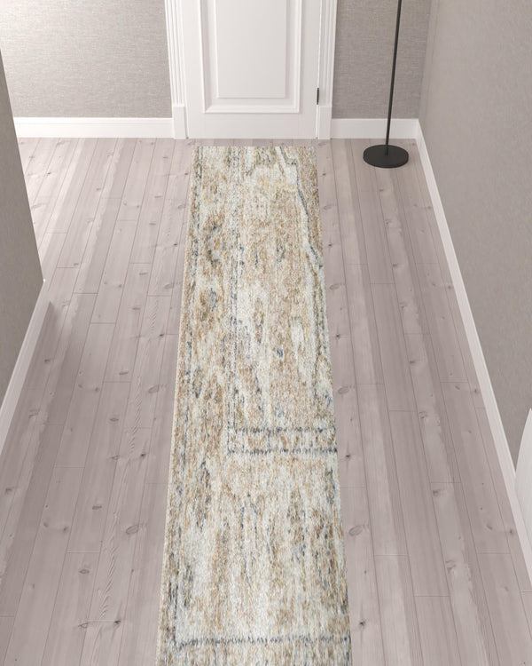 Homeroots 12' Beige Oriental Power Loom Washable Runner Rug - Elevate Your Space With Timeless Elegance  Polyester 521801