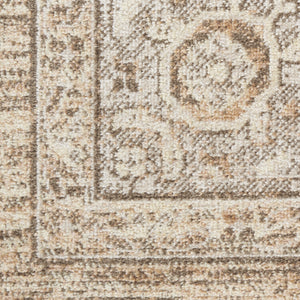 Homeroots 7' X 9' Beige Oriental Power Loom Washable Area Rug  Polyester 521805