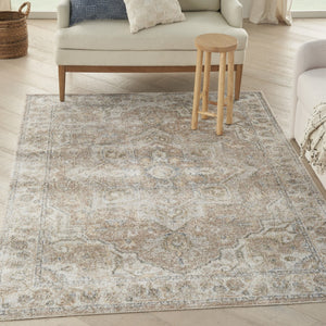 HomeRoots 8' Timeless Beige Oriental Power Loom Area Rug - Stylish, Durable, Washable for Any Room Decor 7' X 9' 521805
