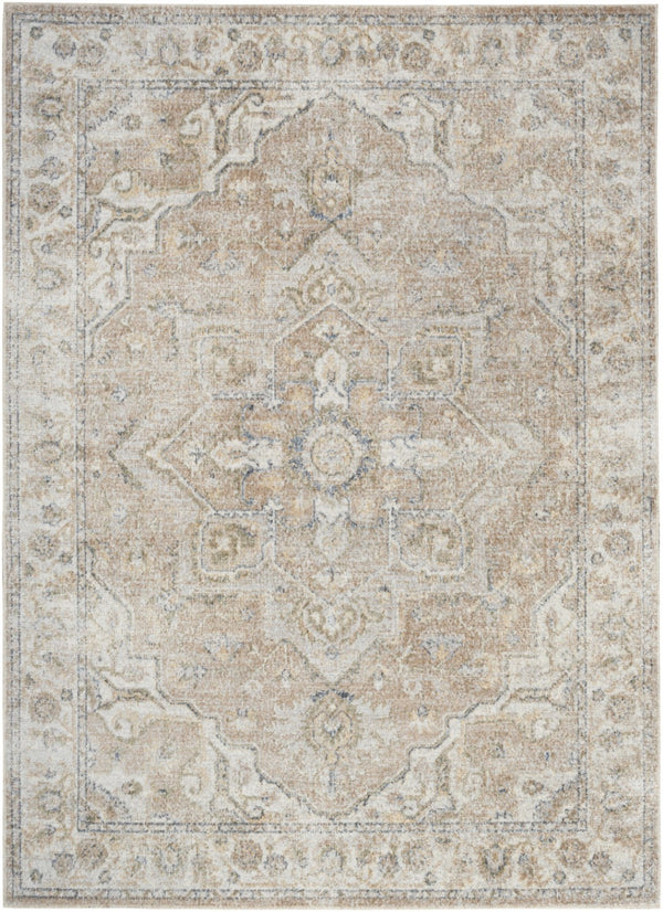 HomeRoots 8' Timeless Beige Oriental Power Loom Area Rug - Stylish, Durable, Washable for Any Room Decor 7' X 9' 521805