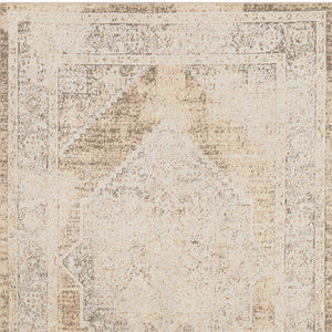 Homeroots 5' X 7' Beige Oriental Power Loom Washable Area Rug  Polyester 521806