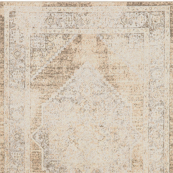 Homeroots 5' X 7' Beige Oriental Power Loom Washable Area Rug  Polyester 521806