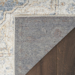 HomeRoots 7' Denim Blue Oriental Area Rug - Durable Power Loom Design, Washable for Easy Maintenance & Style 7' X 9' 521807