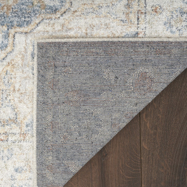 HomeRoots 7' Denim Blue Oriental Area Rug - Durable Power Loom Design, Washable for Easy Maintenance & Style 7' X 9' 521807