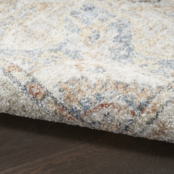 HomeRoots 7' Denim Blue Oriental Area Rug - Durable Power Loom Design, Washable for Easy Maintenance & Style 7' X 9' 521807
