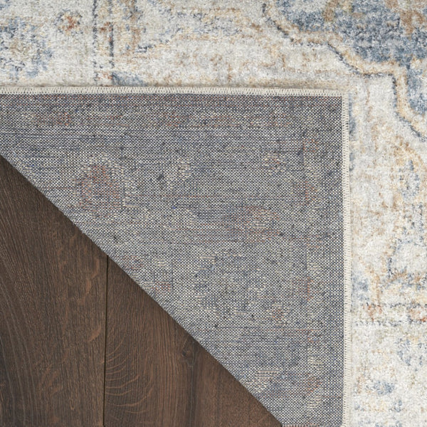 HomeRoots 7' Denim Blue Oriental Area Rug - Durable Power Loom Design, Washable for Easy Maintenance & Style 8' X 10' 521813