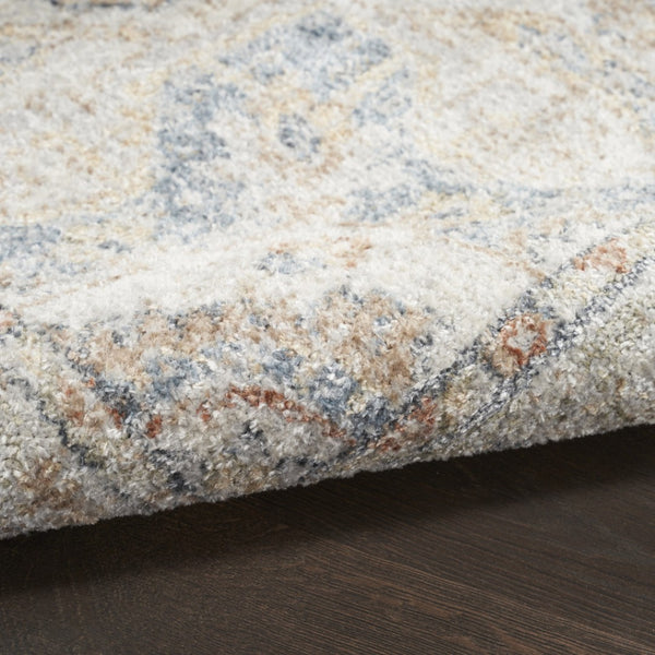 HomeRoots 7' Denim Blue Oriental Area Rug - Durable Power Loom Design, Washable for Easy Maintenance & Style 8' X 10' 521813