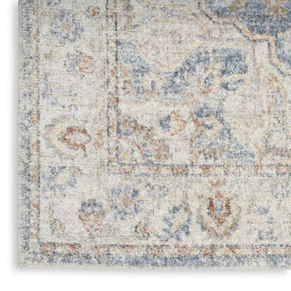 HomeRoots 7' Denim Blue Oriental Area Rug - Durable Power Loom Design, Washable for Easy Maintenance & Style 8' X 10' 521813