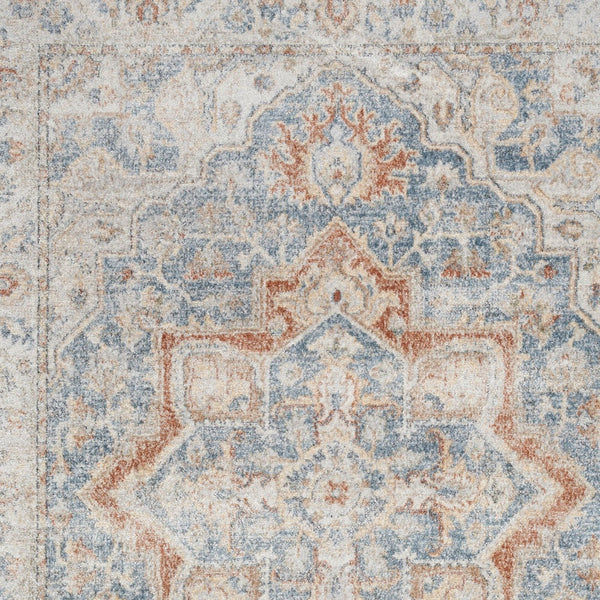 Homeroots 12' Denim Blue Oriental Runner Rug - Stylish Power Loom Washable Design For Home Decor & Walkways  Polyester 521814