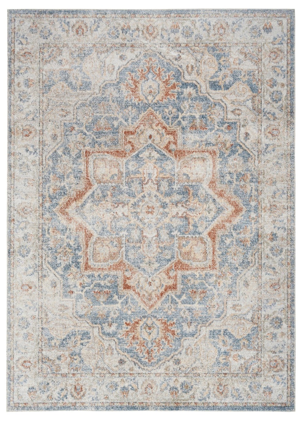 Homeroots 12' Denim Blue Oriental Runner Rug - Stylish Power Loom Washable Design For Home Decor & Walkways  Polyester 521814