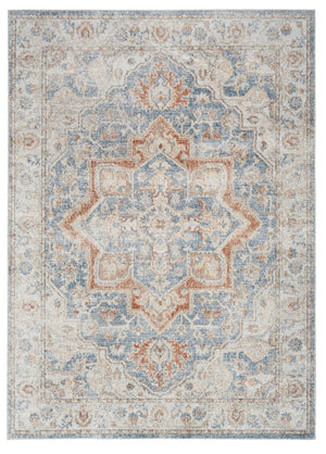 Homeroots 12' Denim Blue Oriental Runner Rug - Stylish Power Loom Washable Design For Home Decor & Walkways  Polyester 521814