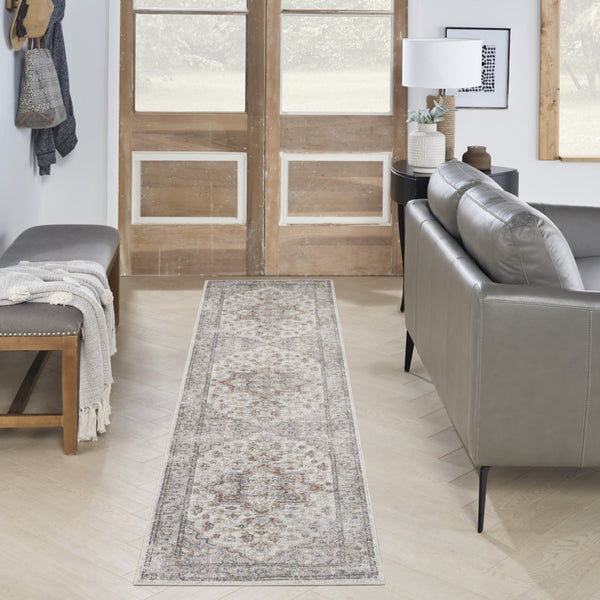 Homeroots 12' Gray Oriental Washable Runner Rug – Durable, Stylish, And Perfect For Hallways Or Laundry Rooms!  Polyester 521818