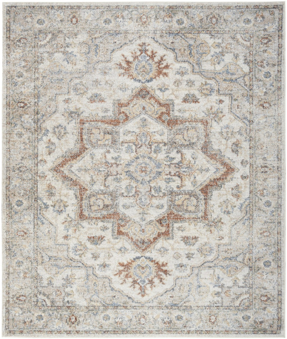 HomeRoots 9' Gray Oriental Power Loom Area Rug - Elegant Design for Cozy Living Spaces & Durability Guaranteed 8' X 10' 521819