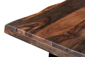 Homeroots 80" Dark Brown And Black Solid Wood And Metal Sled Base Dining Table   521823