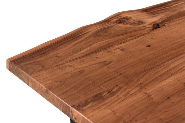 Homeroots 78" Brown And Black Solid Wood And Metal Dining Table   521824