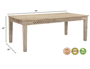 Homeroots 59" White Solid Wood Dining Table   521825