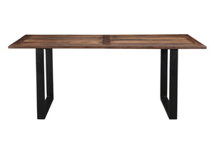 HomeRoots 78" Rustic Farmhouse Solid Wood Dining Table with Black Metal Sled Base - Seats 6 Comfortably! 521831