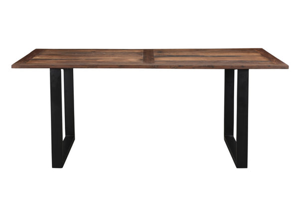 HomeRoots 78" Rustic Farmhouse Solid Wood Dining Table with Black Metal Sled Base - Seats 6 Comfortably! 521831